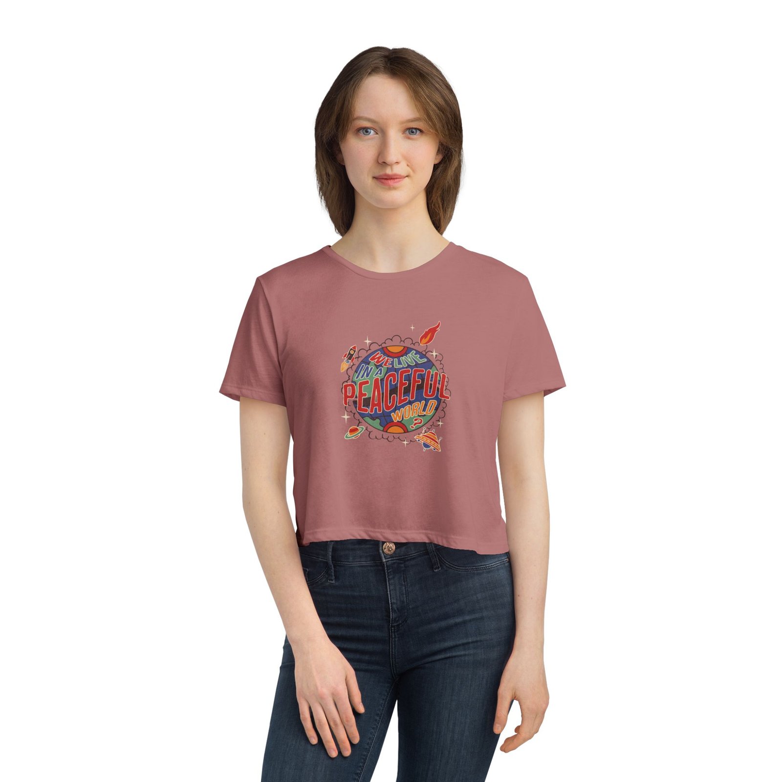 Peaceful Vibes Women's Flowy Cropped Tee - Image 7