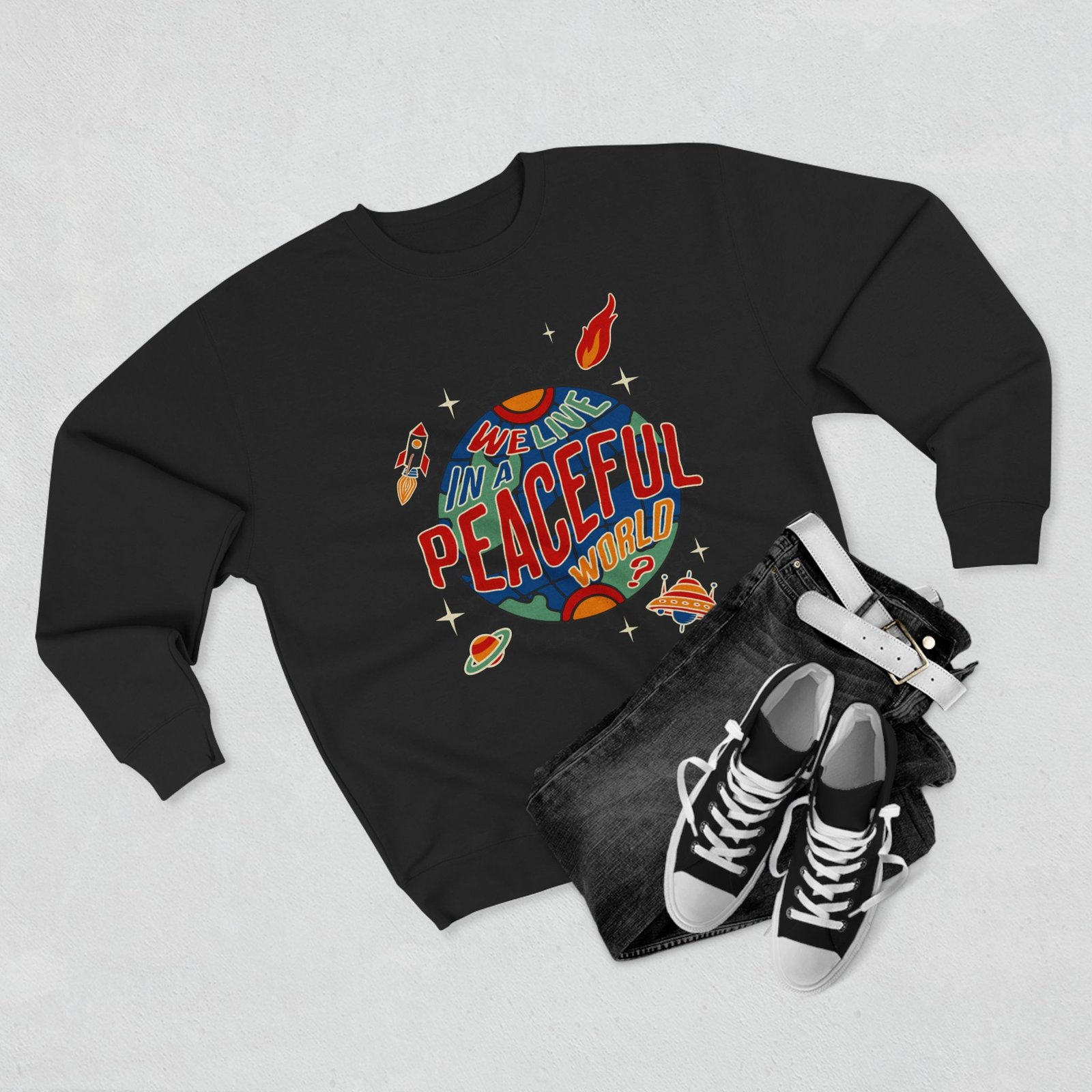 Peaceful World Unisex Crewneck Sweatshirt - Image 3