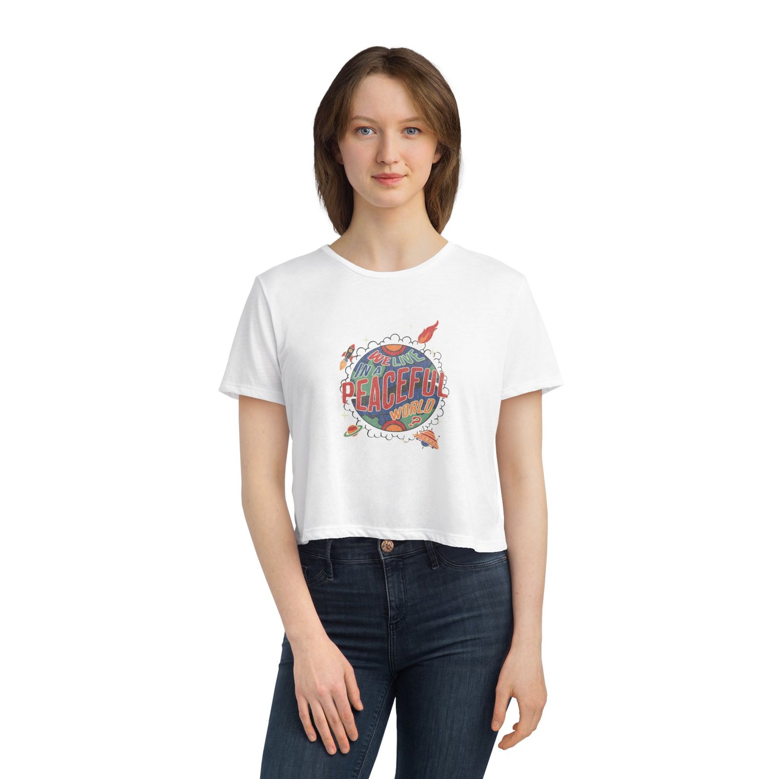 Peaceful Vibes Women's Flowy Cropped Tee - Image 3