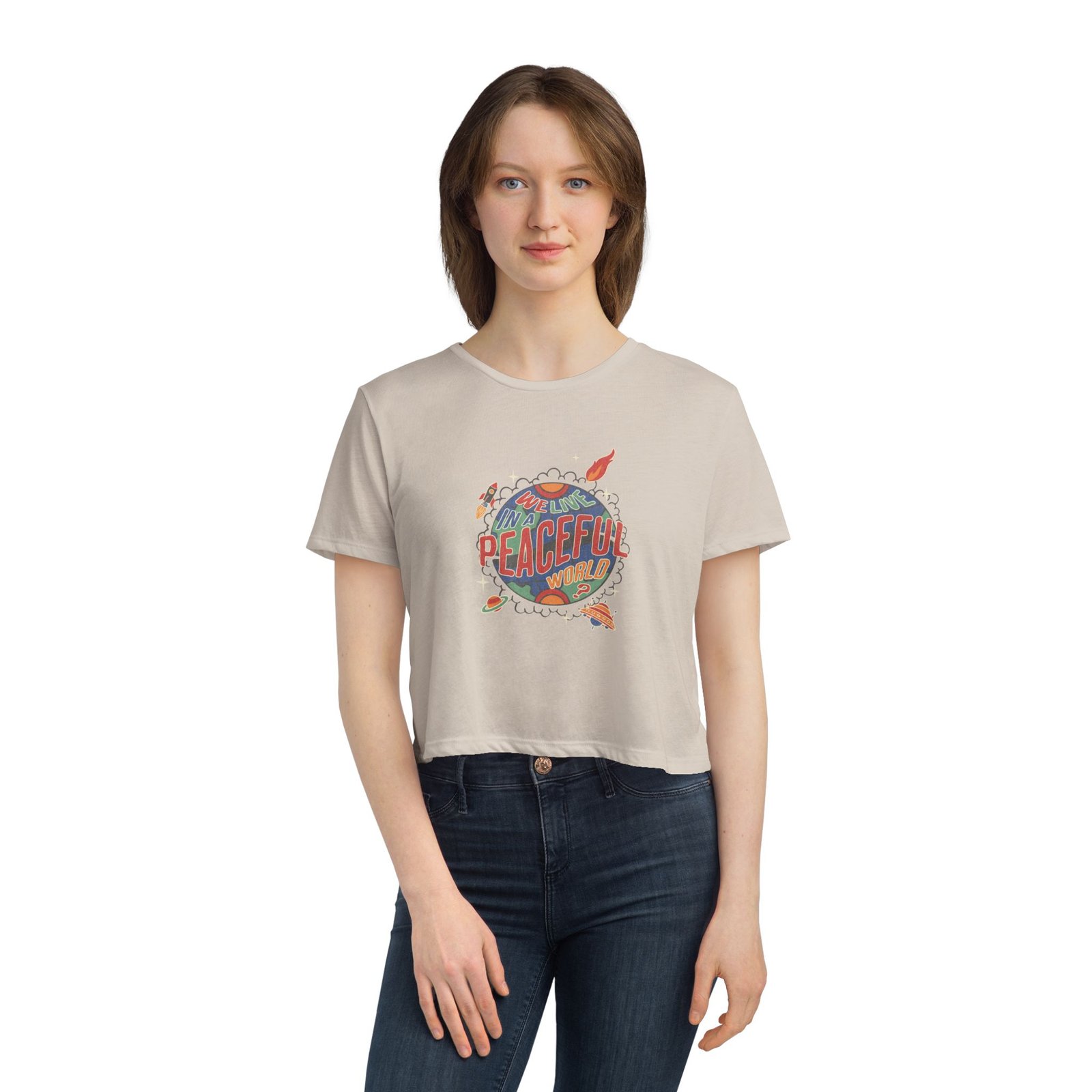 Peaceful Vibes Women's Flowy Cropped Tee - Image 15