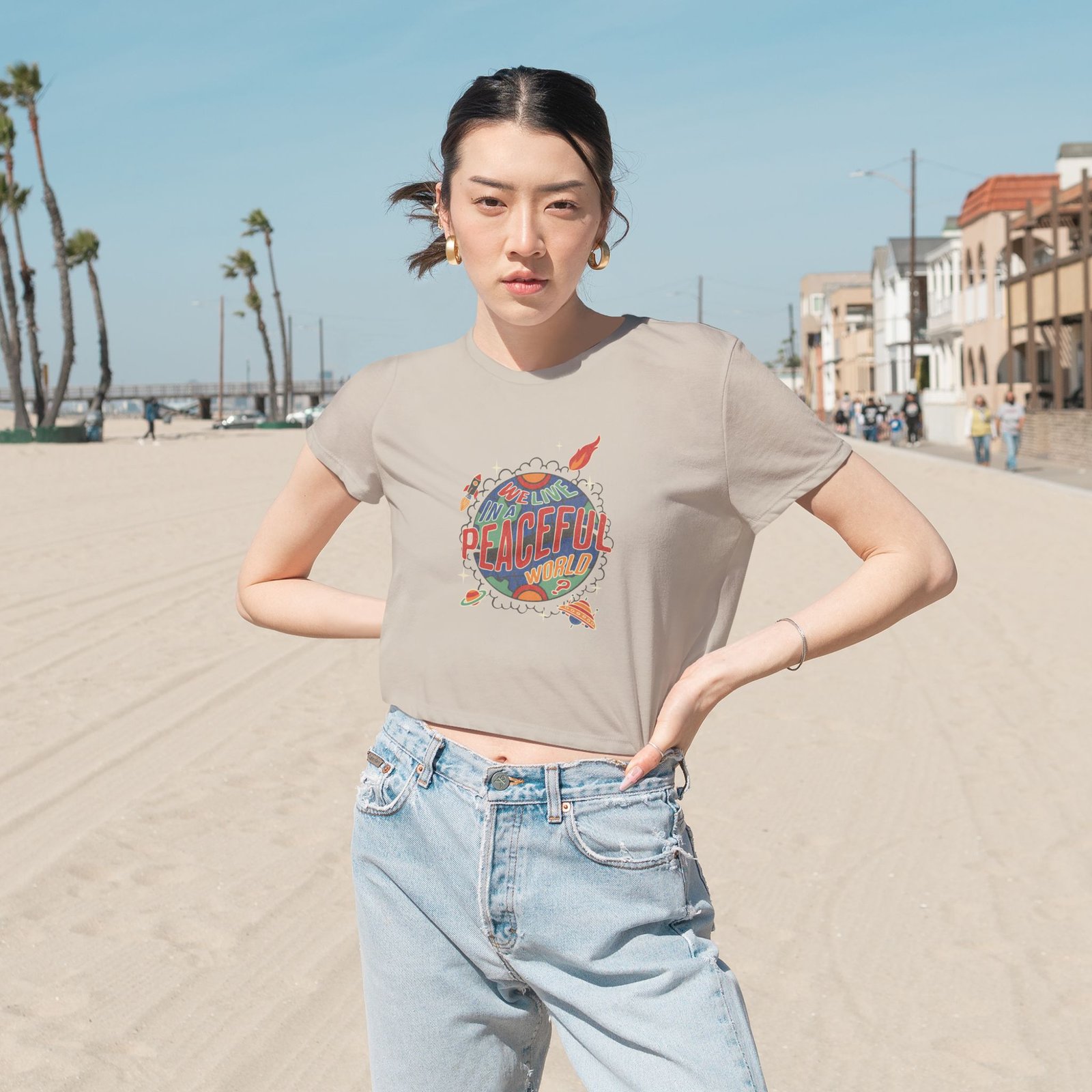 Peaceful Vibes Women's Flowy Cropped Tee - Image 16