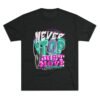 Never Stop Just Move Tee — Retro Neon Motivational Graphic T-Shirt